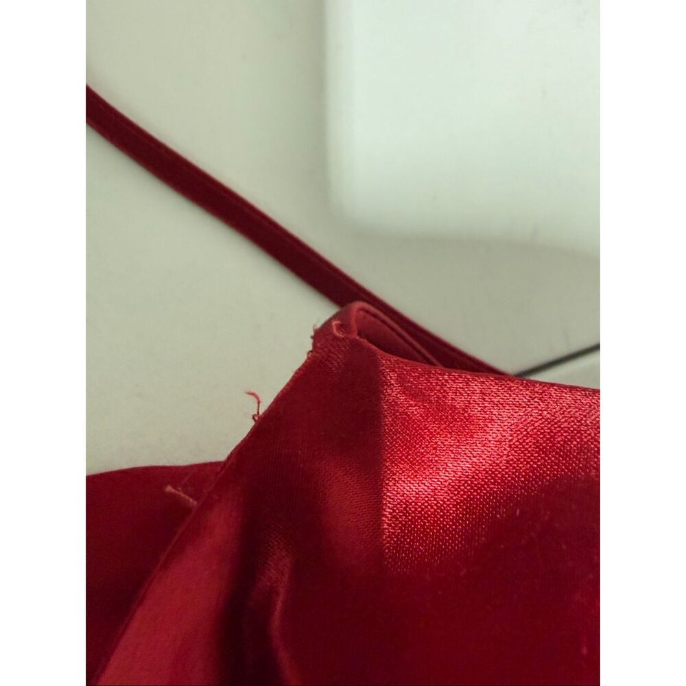 Kiki U.S.A Red Satin Maxi Dress Open Back Lace-Up Evening Gown Size S Chic - Picture 8 of 15